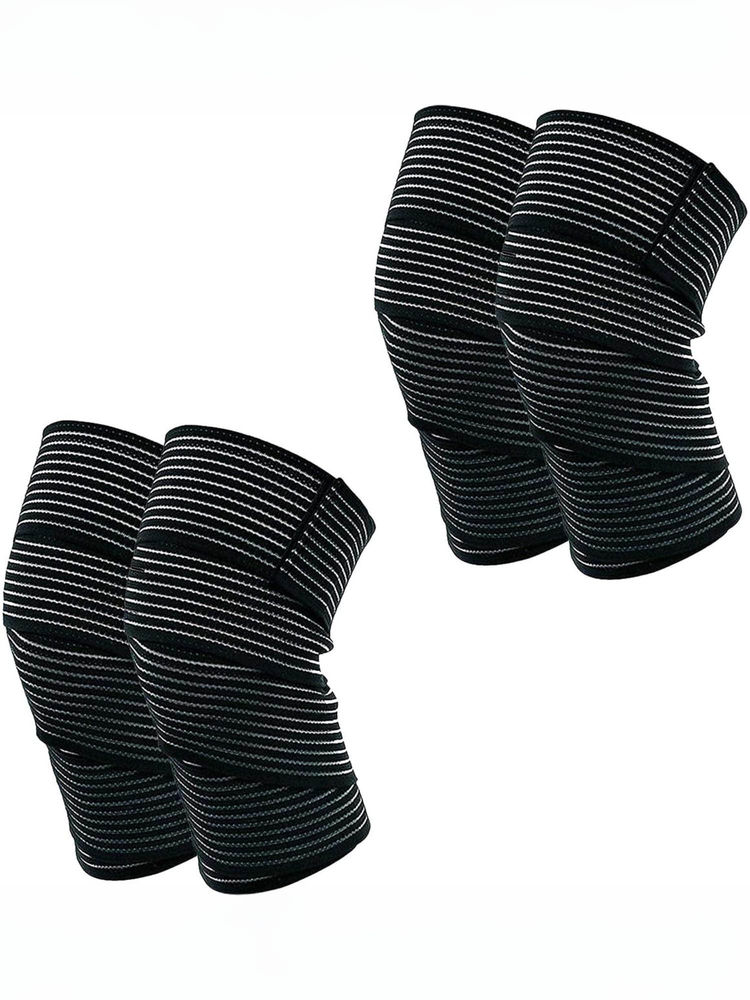 Strauss Pack of 2 Black Elastic Knee Compression Bandage Wraps Knee Support-picture-15