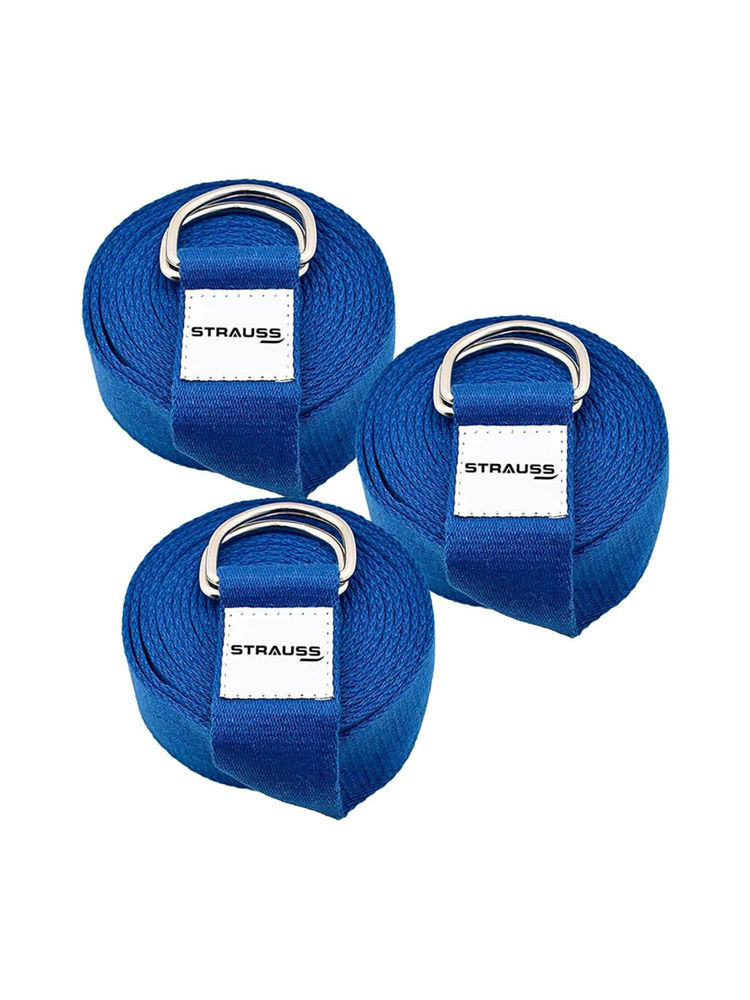 Strauss Pack of 3 Blue 8 Feet Blue Yoga Belt-picture-2