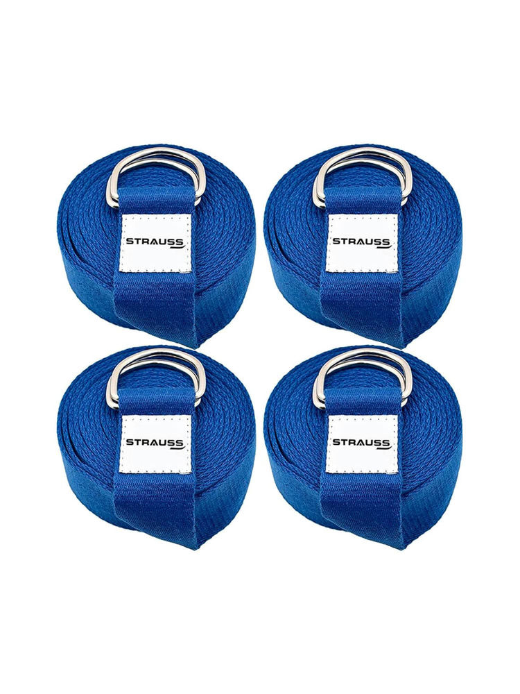 Strauss Pack of 4 Yoga Belt, 8 Feet, (Blue)-image-4