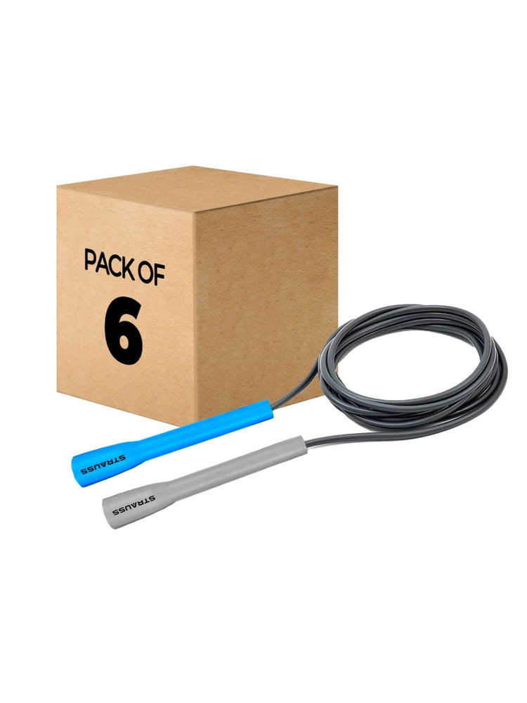 Strauss Pack of 6 Adjustable Skipping Rope - (Blue & Grey)-picture-36
