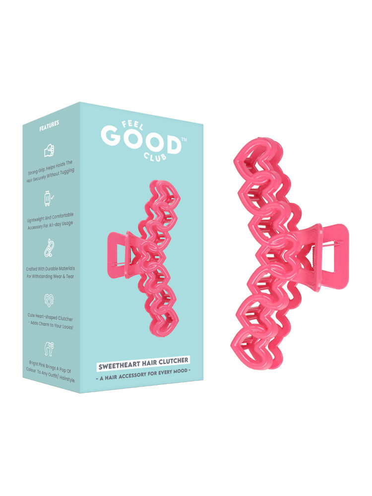 Feel Good Club Sweetheart Hair Clutcher - Pink Claw Clip Accessory For Strong Hold Hair Styling