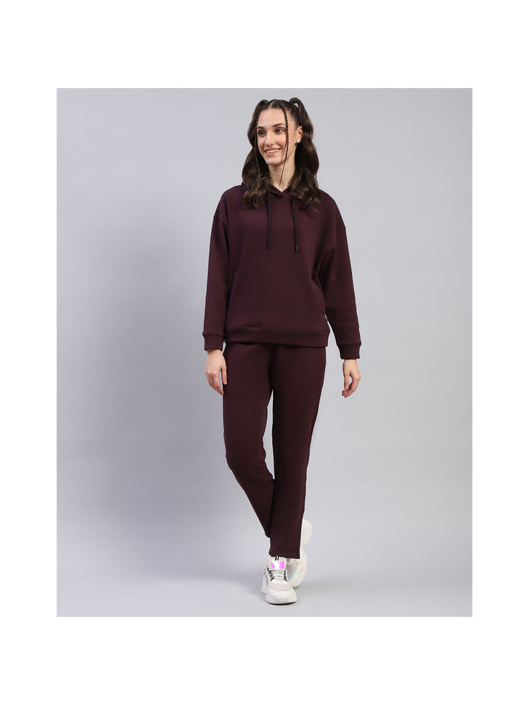 Rock.it Womens Solid Wine Hooded Neck Full Sleeve Tracksuit (Set of 2)-picture-11