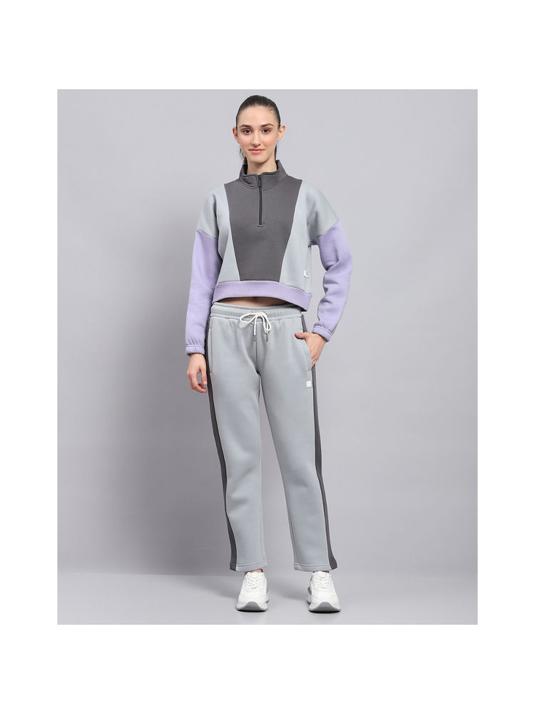 Rock.it Womens Colorblock Grey Mock Neck Full Sleeve Tracksuit (Set of 2)-picture-17