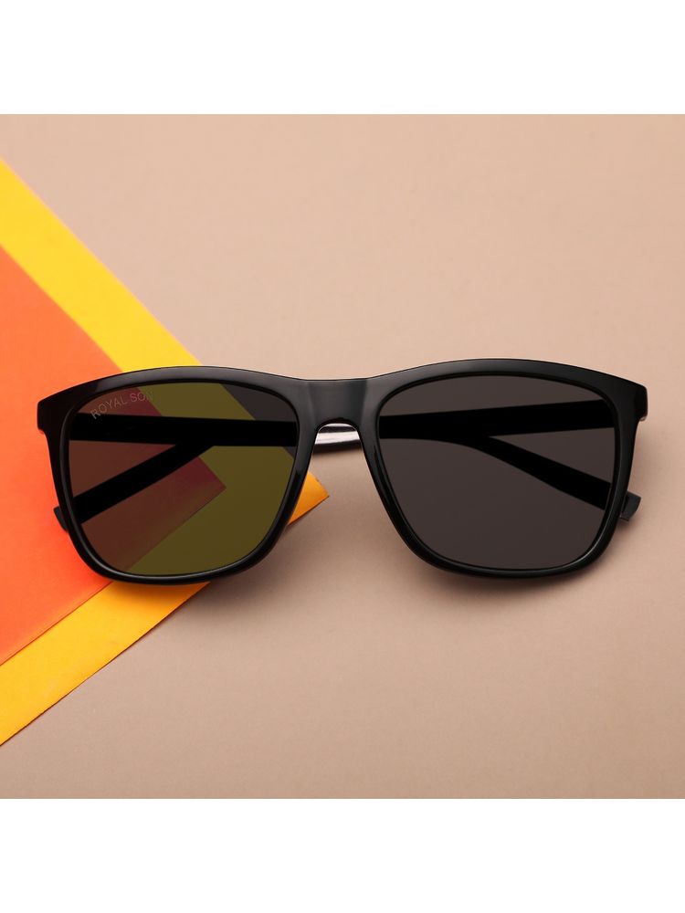 Royal Son Black Polarized Retro Square Sunglasses