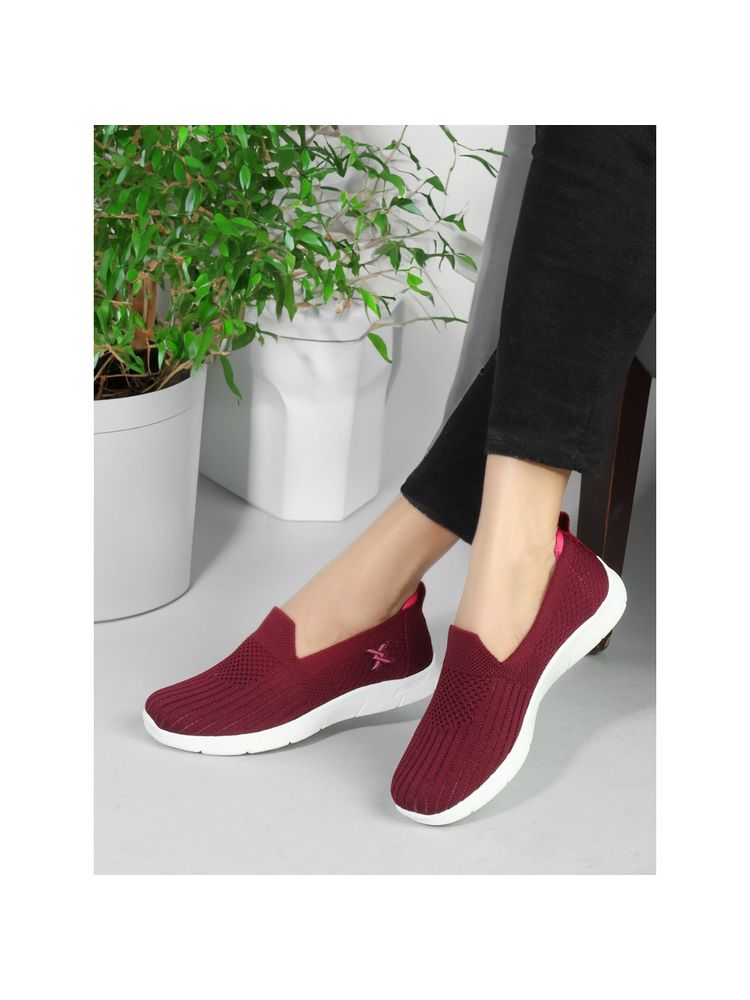 Carlton London Maroon Design Women Slip-On Sneakers-picture-21