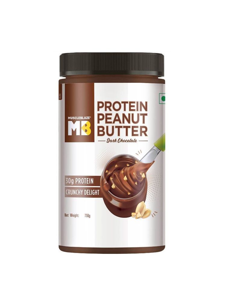 MuscleBlaze High Protein Peanut Butter With Pea Protein, Crunchy Dark Chocolate