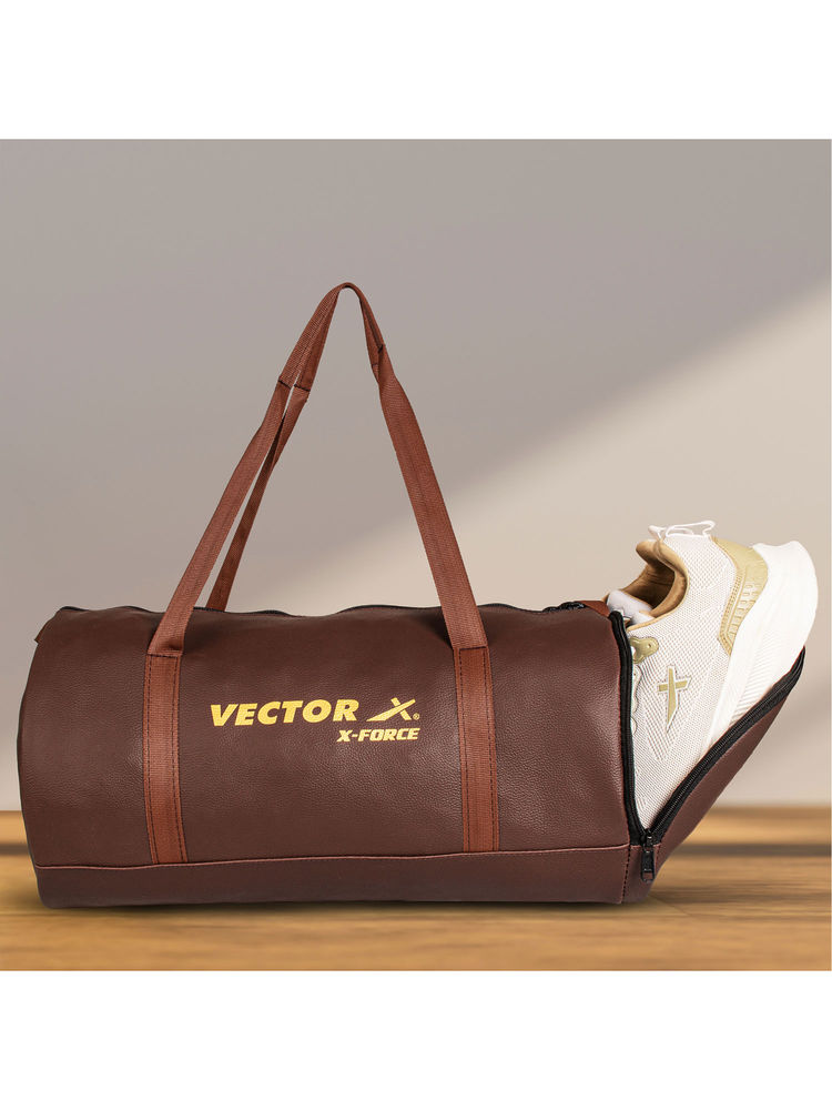 Vector X X-Force Leather Gym Bag (Brown) (L)-picture-13