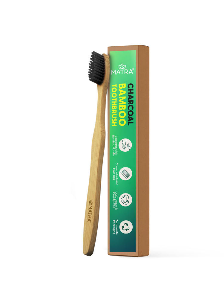 Matra Charcoal Bamboo Toothbrush With Soft Bristles & Floss Tip-picture-35