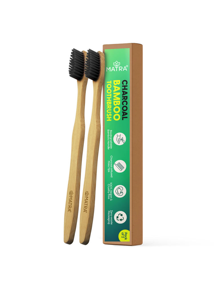 Matra Charcoal Bamboo Toothbrush With Soft Bristles & Floss Tip - Pack Of 2-picture-12