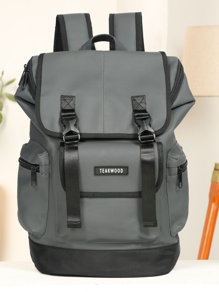 Teakwood Unisex Leather Grey Casual Backpack-picture-16