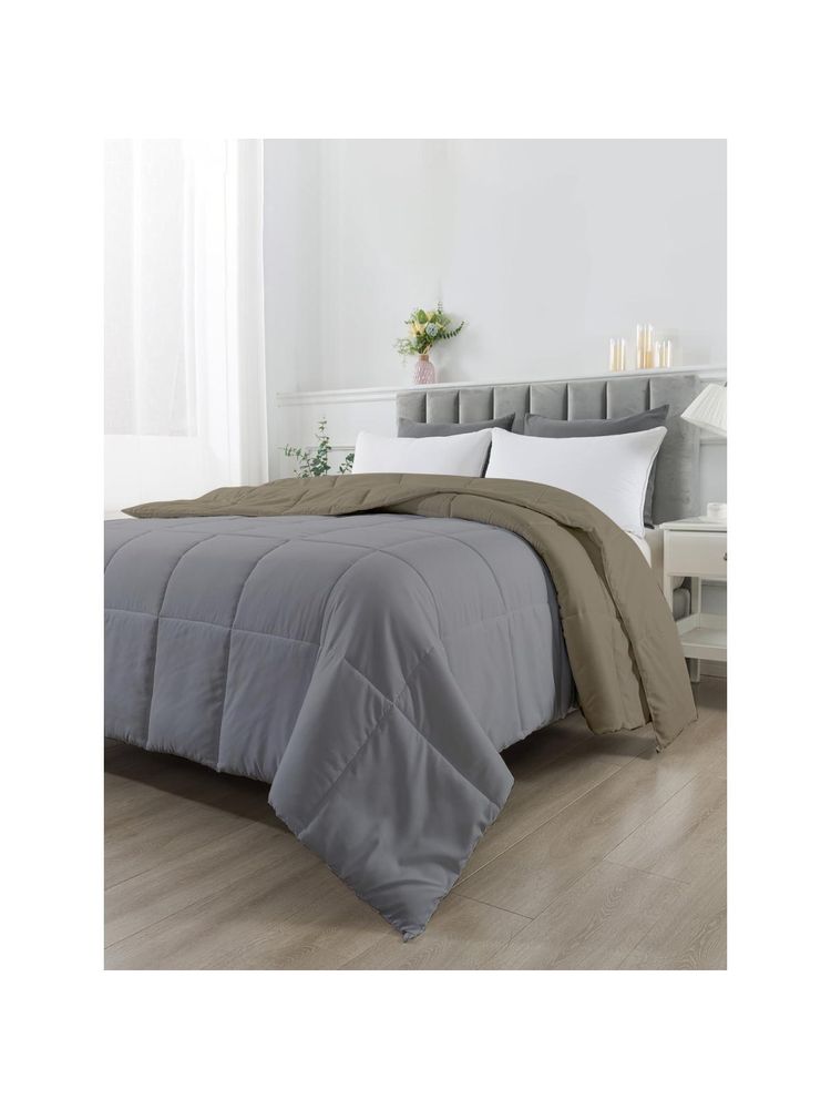 Razzai Reversible Microfiber Ac Room Olive & Grey 100 Gsm Comforter|Single Bed-picture-23