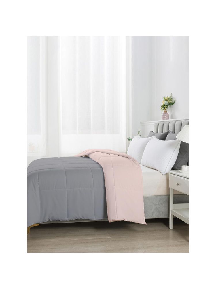 Razzai Reversible Microfiber Ac Room Peach & Grey 100 Gsm Comforter|Single Bed-image-35