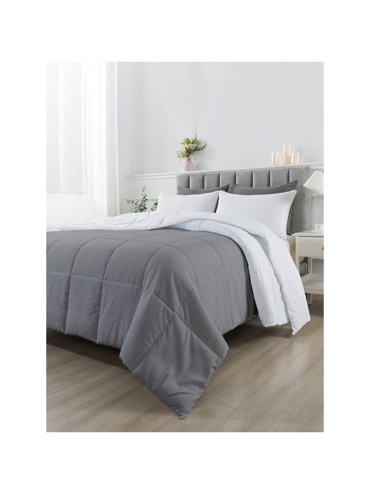 Razzai Reversible Microfiber Ac Room White & Grey 100 Gsm Comforter|Single Bed-image-19