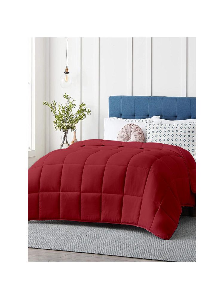 Razzai Burgundy Microfiber 200Gsm Reversible Solid Comforters |Single Bed Comforter-image-17