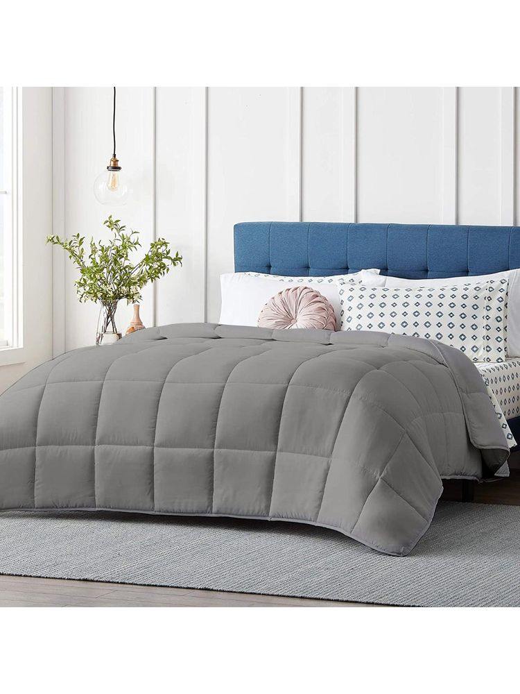 Razzai Grey Microfiber 200Gsm Reversible Solid Comforters |Single Bed Comforter-image-4