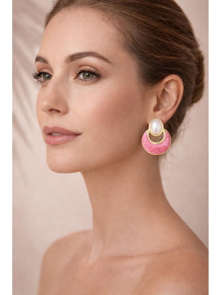 Niska Pink Anti Tarnish Earrings-image-39