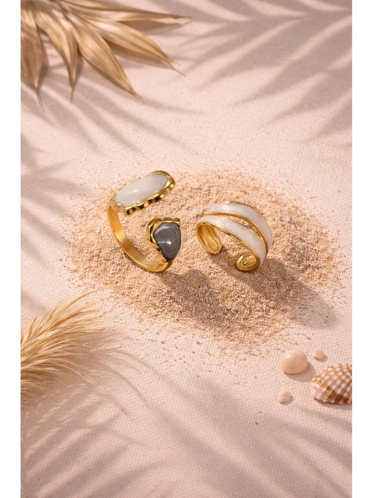 Niska Anti Tarnish Ring Set Of Two Multi-Color-picture-13