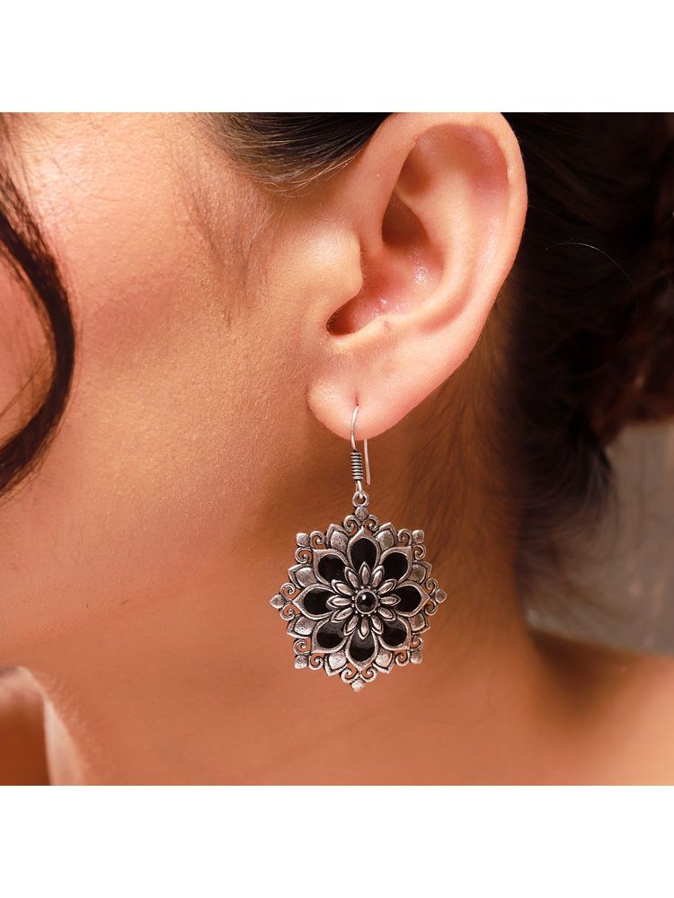 Voylla Black Phulwari Vanaratna Oxidised Dangle Earrings-picture-19