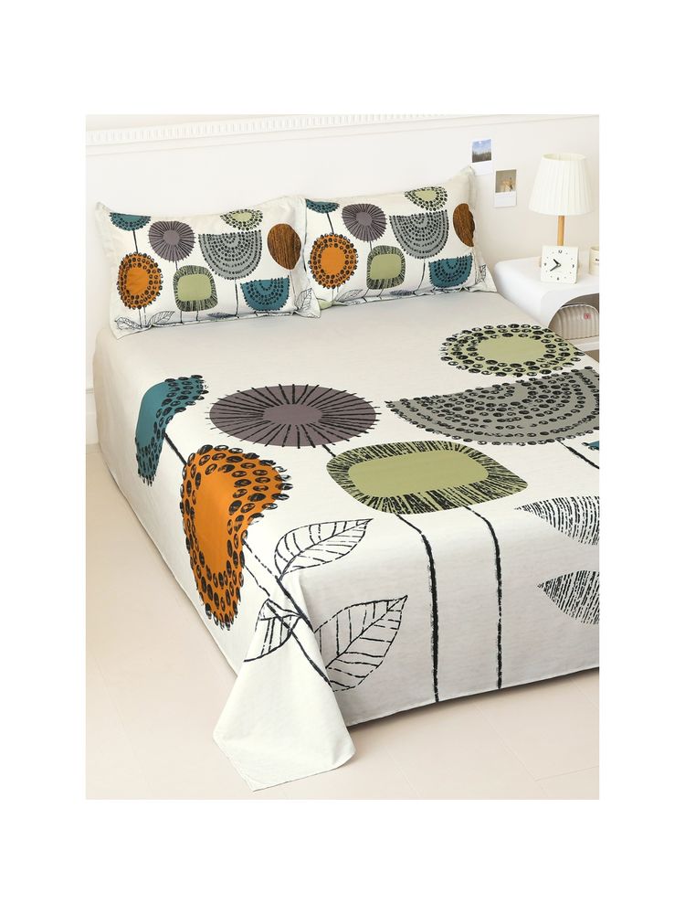 Story@Home Microfiber 300 TC King Size Bedsheet with 2 Pillow Covers, Ivory-picture-20