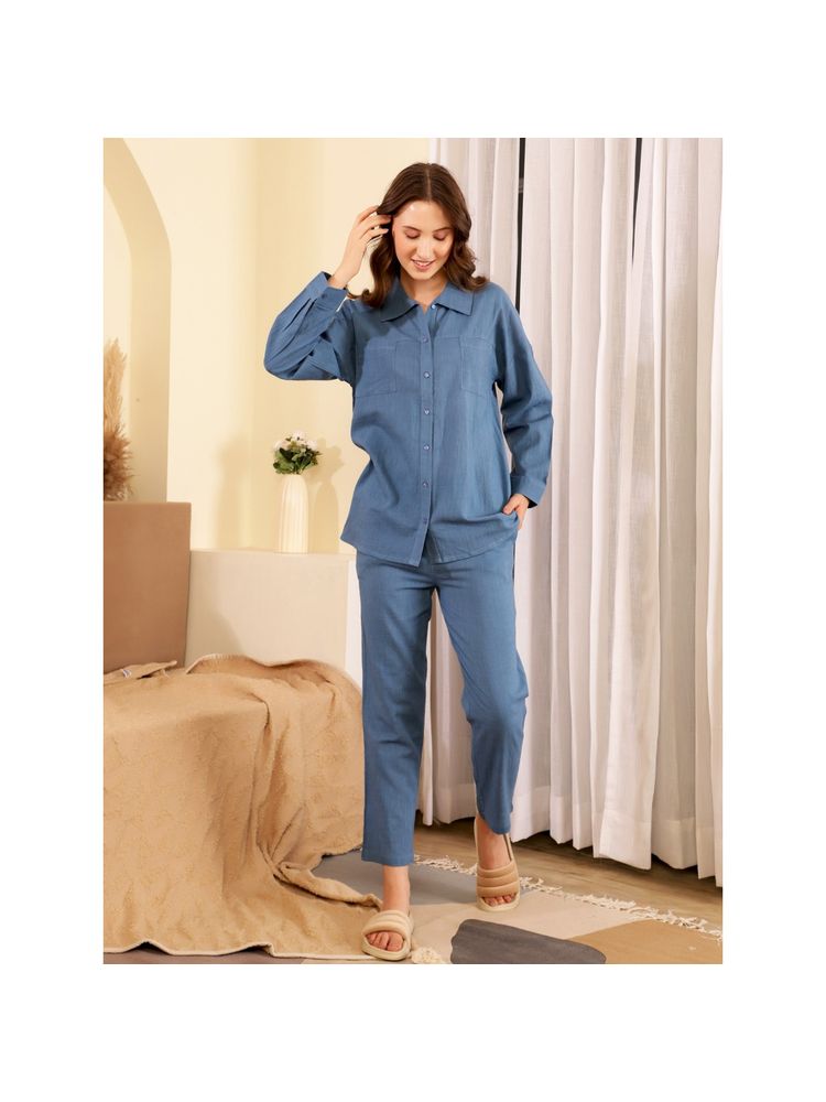 sanskrutihomes SAY Shirt Collar Pure Cotton Night Suit (Set of 2)-picture-27