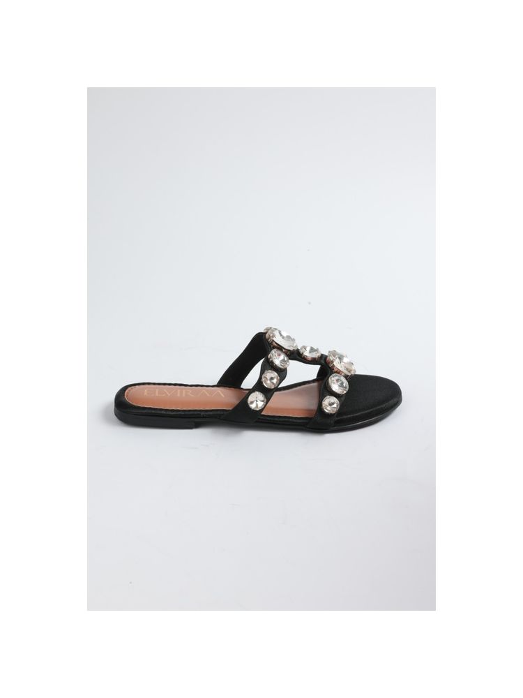 ELVIRAA Black Stone Studded Flats-image-5