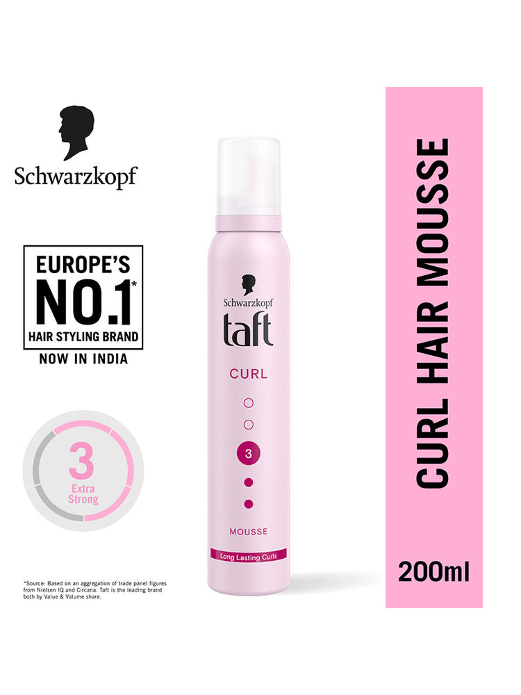 Schwarzkopf TAFT Curl Hold 3 Hair Mousse For Long Lasting Curls Weather-Proof Formula