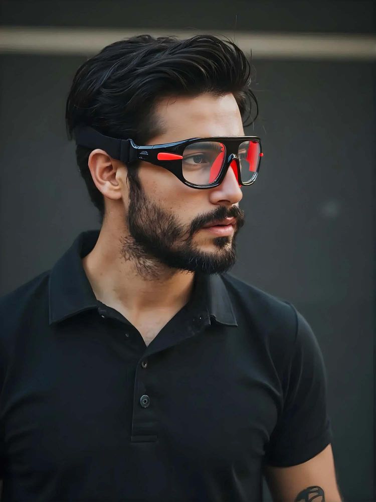 TED SMITH Unisex Black-Red Uv Protected Lens Wrap Around Sports Shooting Sunglass-image-9