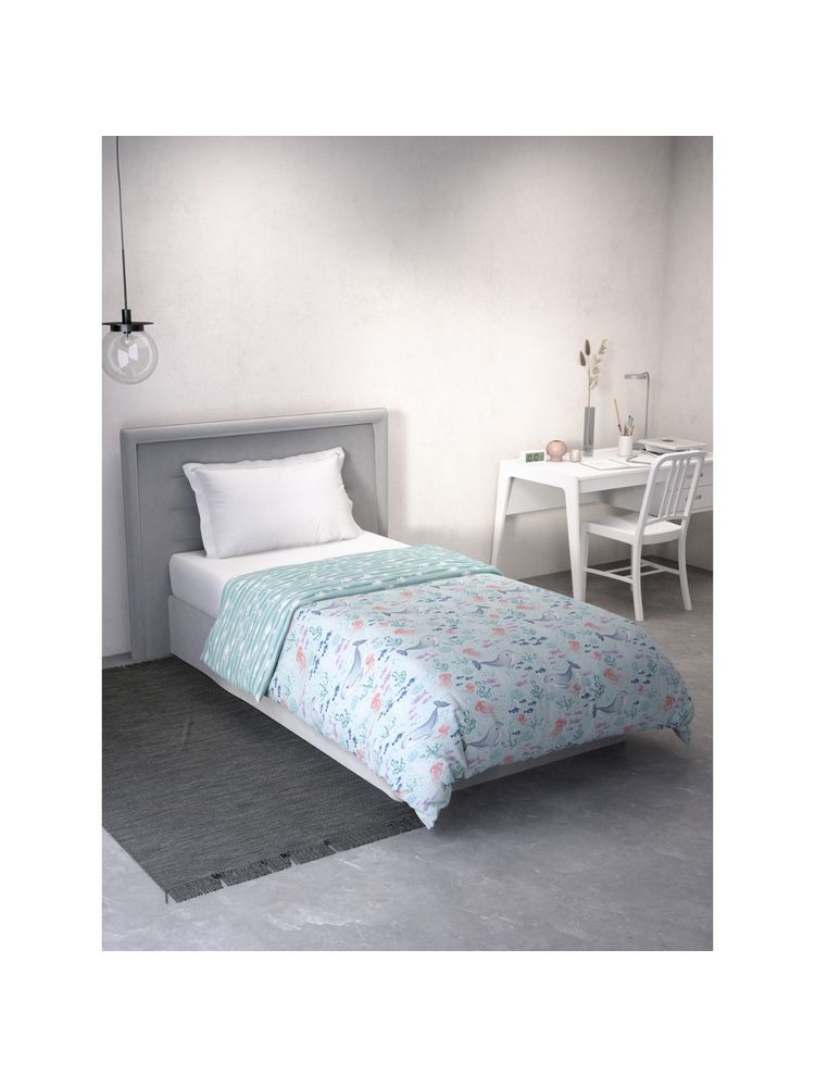 Ddecor Live Beautiful Graphic Reversible Single Dohar - Blue-image-23