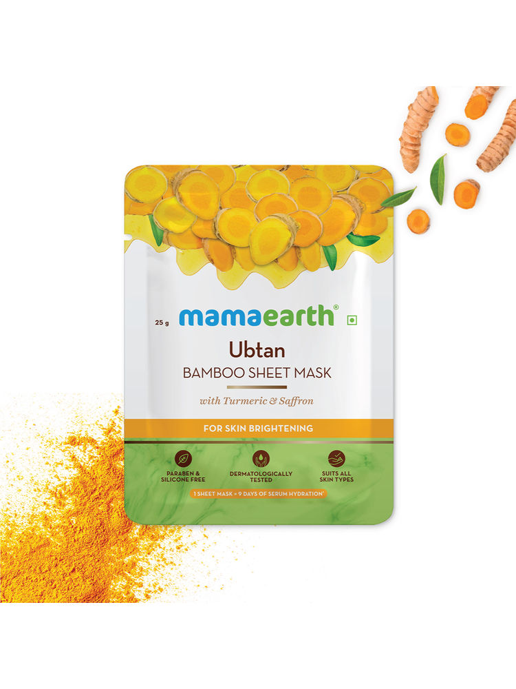 Mamaearth Ubtan Bamboo Sheet Mask with Turmeric & Saffron for Skin Brightening - 25 g-picture-24