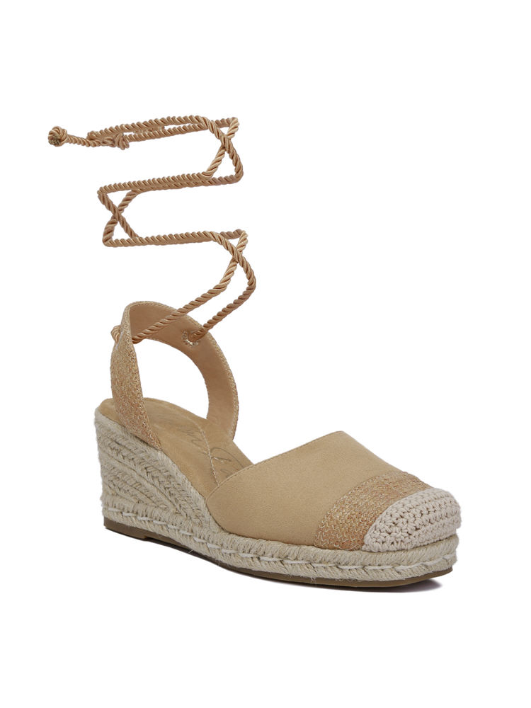 London Rag Tan Lace-Up Crochet Espadrille Wedges-picture-18