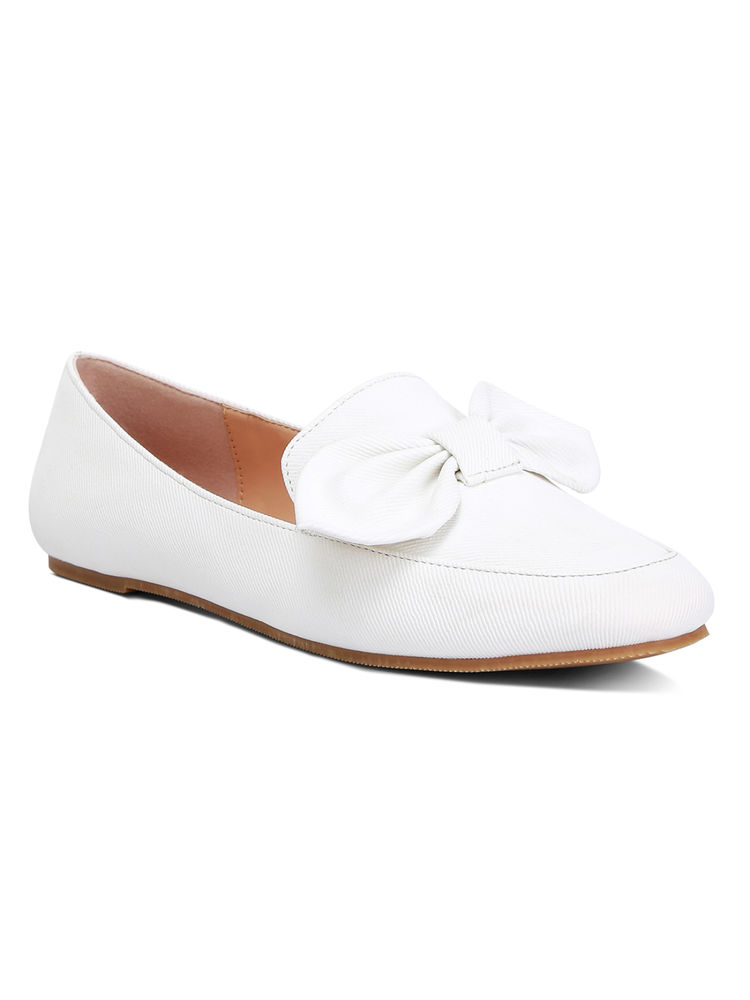 London Rag White Bow Embellished Loafers-picture-25
