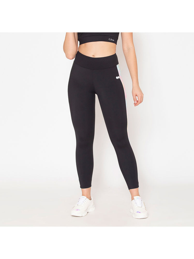 Clovia Activewear Ankle Length Tights In Black Black-image-0