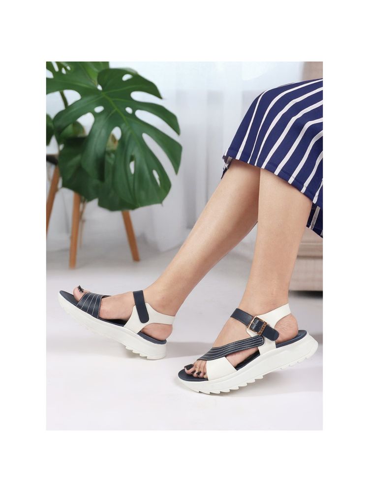 ELLE Women's Adjustable Ankle Strap Platform Sandals with Buckle Detail-image-0