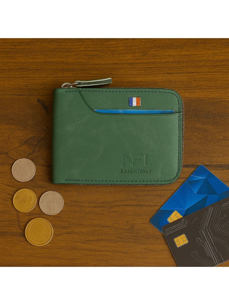 NFI Essentials PU Leather 9 Slots Vertical Card Holder Wallet - Green-picture-22