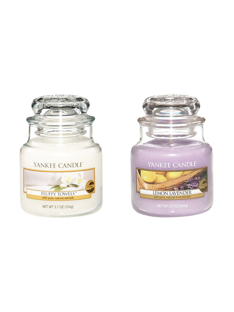 Yankee Candle Classic Jar Scented Candles - Pack of 2 - Fluffy Towels and Lemon Lavender-image-0
