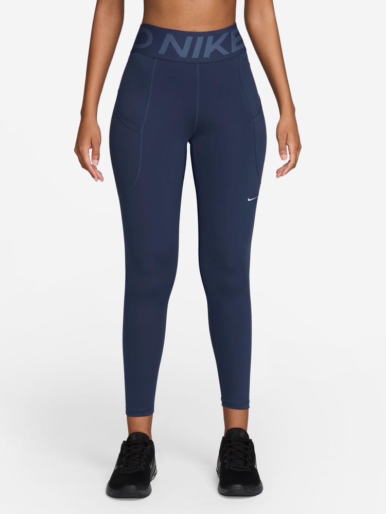 Nike Pro Sculpt Women Navy Blue High-Waisted 7/8 Leggings with Pockets-picture-12