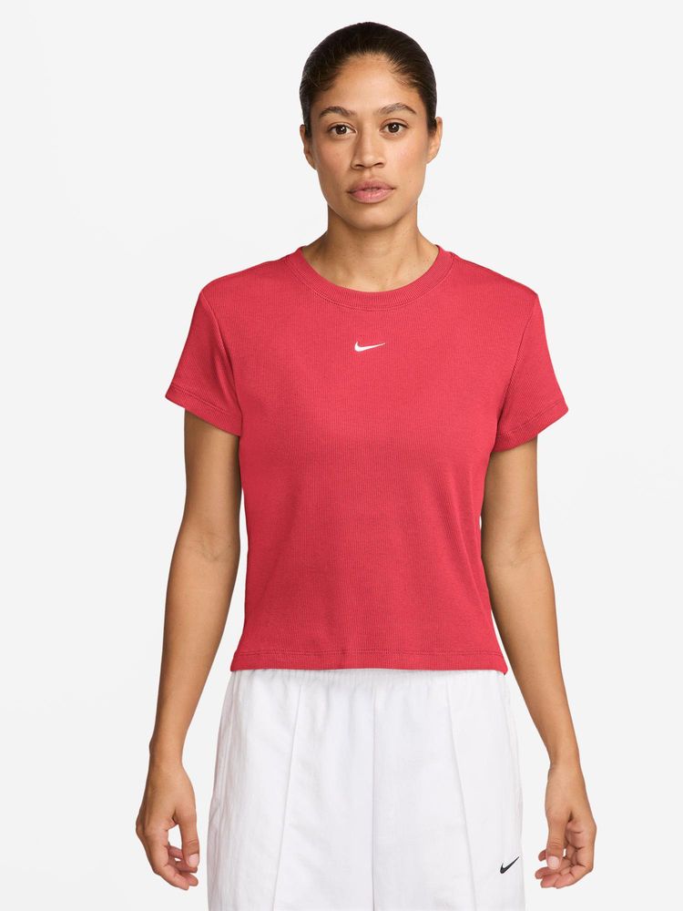 Nike Sportswear Women Pink Tight Ribbed Short-Sleeve T-Shirt-image-12