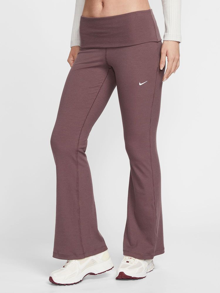 Nike Sportswear Chill Knit Women Purple Mid-Rise Tight Ribbed Leggings-image-1