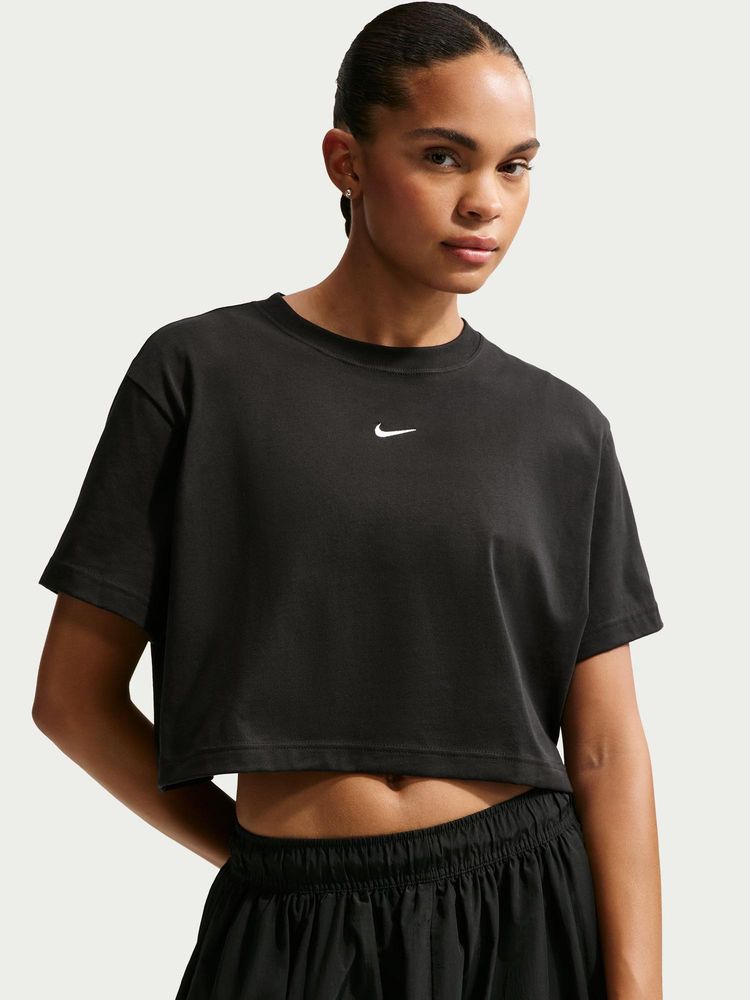 Nike Sportswear Women Black Loose Short-Sleeve Cropped T-Shirt-picture-27