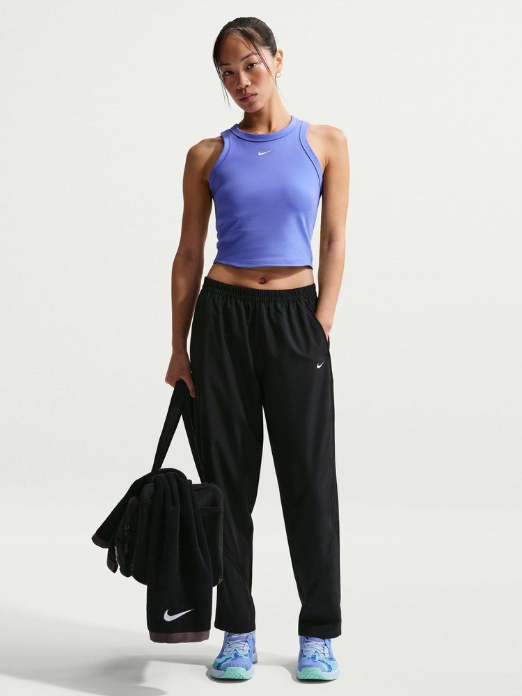 Nike One Women Black Dri-FIT Mid-Rise Woven Trackpant-image-4