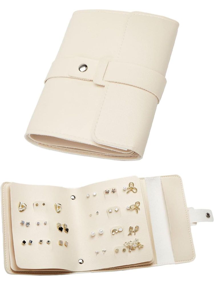 Awestuffs Beige Earring Holder Organizer Case-picture-35