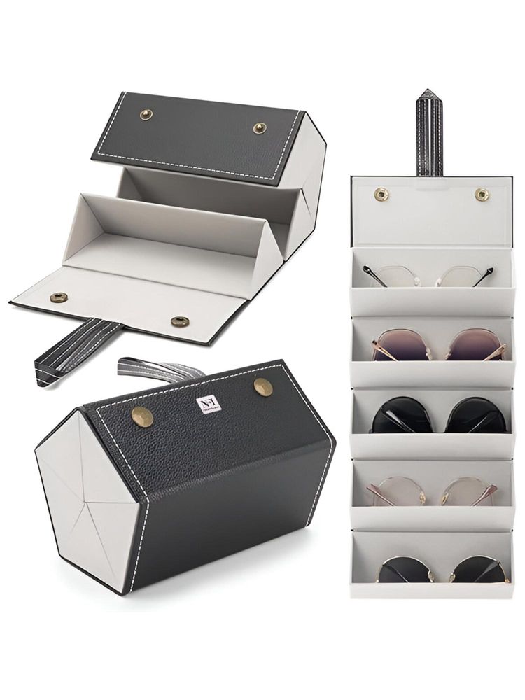 NFI Essentials Black Sunglasses Foldable Travel Goggles Storage Case With 5 Slots-picture-13