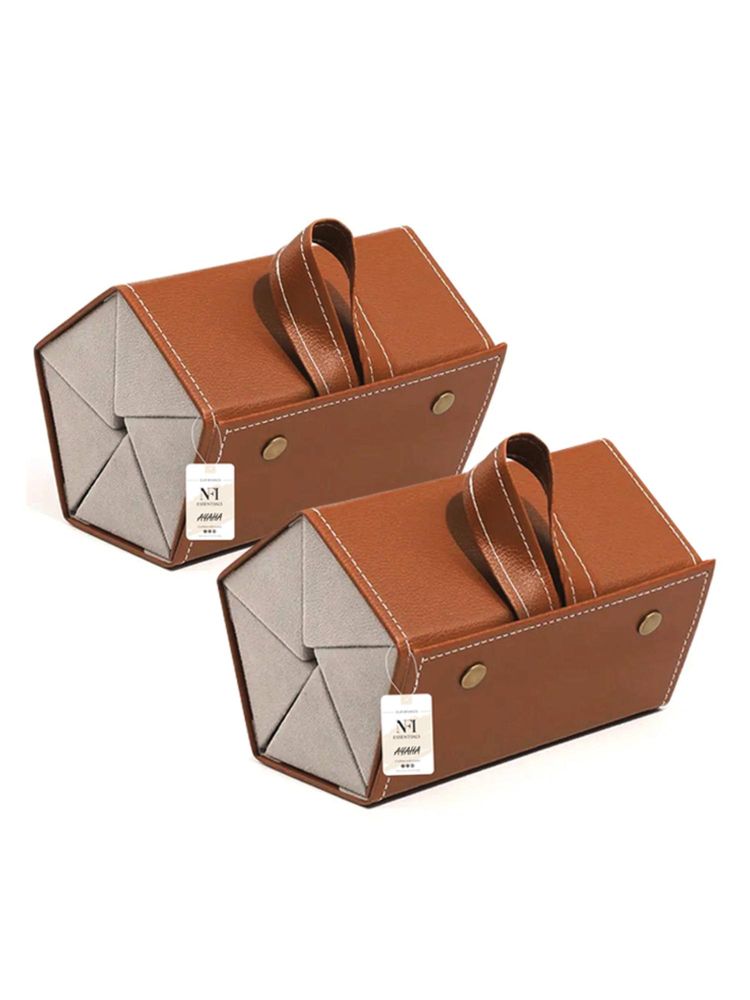 NFI Essentials Brown Pack Of 2 Sunglasses Foldable Travel Goggles Storage Case With 5 Slots-picture-19