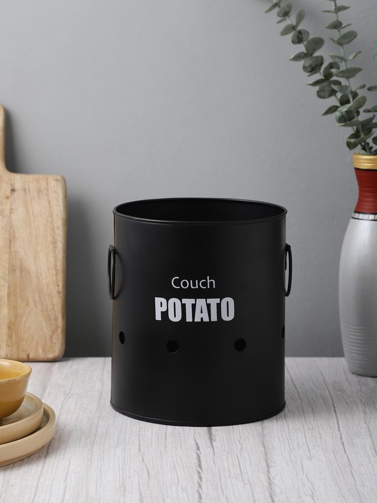 VarEesha Ardura Black Metal Potato Container-picture-40