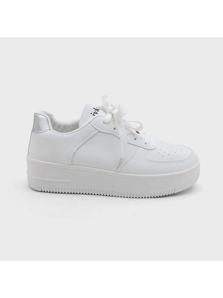 IYKYK by Nykaa Fashion Premium White Solid Casual Sneakers-image-45