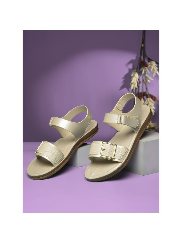 Bata Women Cream Sandals-image-9