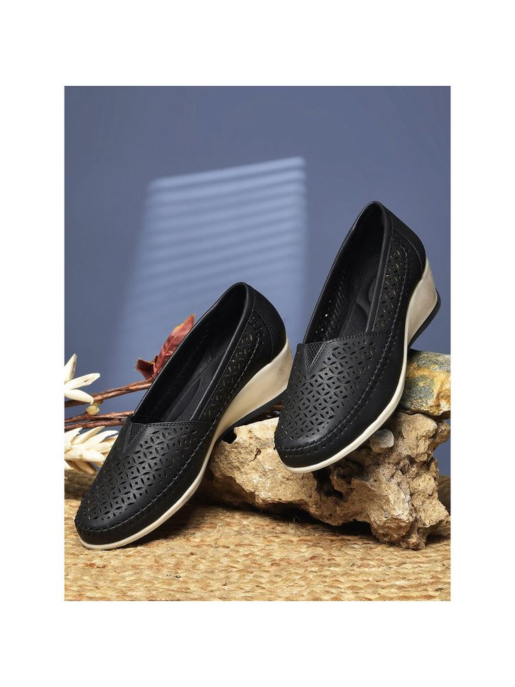 Bata Women Black Wedges Heels-picture-19