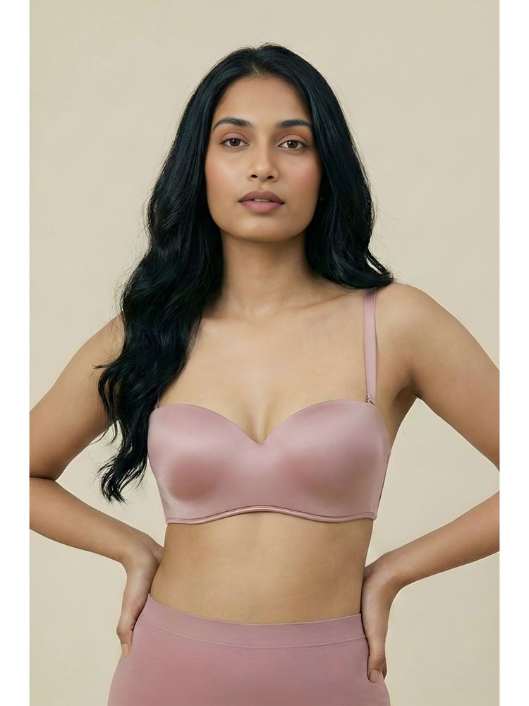 Zivame Pink At Work Padded Wired 3/4Th Coverage Strapless Bra-picture-18