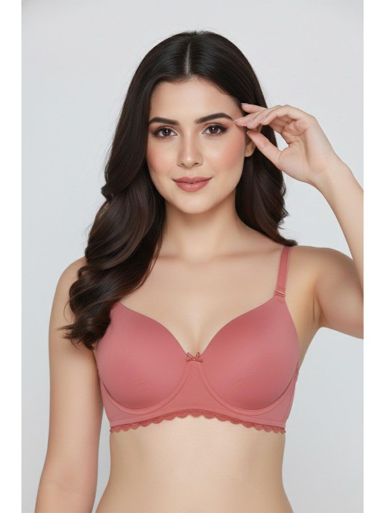 Zivame Pink Padded Regular Wired 3/4Th Coverage T-Shirt Bra-picture-24