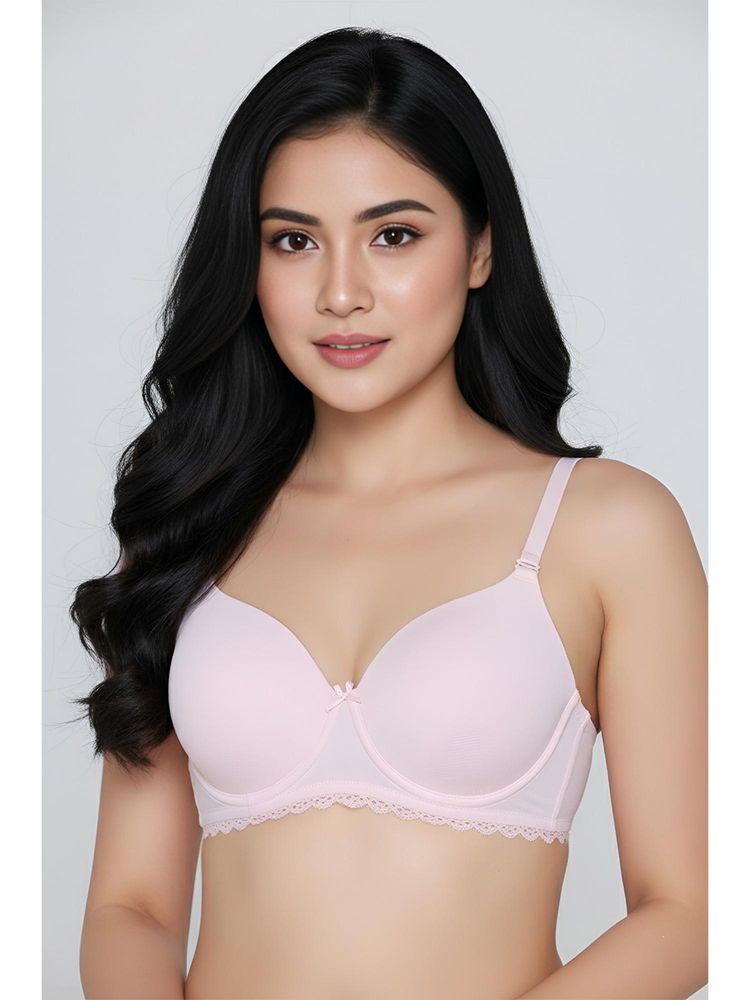 Zivame Pink Padded Regular Wired 3/4Th Coverage T-Shirt Bra-picture-21
